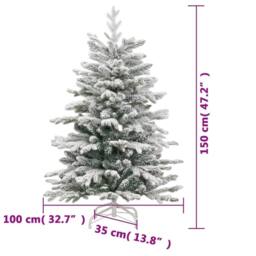 Berkfield Home Beautiful Artificial Hinged Christmas Tree with Flocked Snow 150 cm in White - thumbnail 9