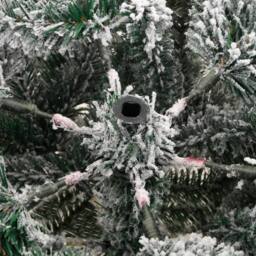Berkfield Home Beautiful Artificial Hinged Christmas Tree with Flocked Snow 150 cm in White - thumbnail 7