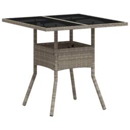 Berkfield Home Garden Table with Glass Top Light Grey 80x80x75 cm Poly Rattan - Size: 80 x 80 x 75 cm - thumbnail 3