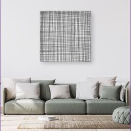"Warren Reed - Designer Monochrome Pencil Scribble Canvas in Grey - Size: W16"" x H16""" - thumbnail 4