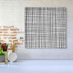 "Warren Reed - Designer Monochrome Pencil Scribble Canvas in Grey - Size: W16"" x H16""" - thumbnail 2
