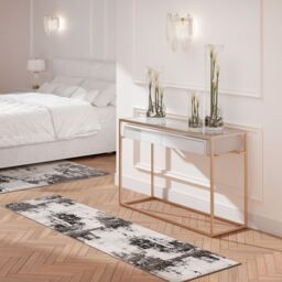 Kukoon Silver Grey Modern Contemporary Abstract Long Hallway Runner Rug 60cm x 240cm - Size: 60 cm x 240 cm - thumbnail 3