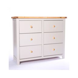 Cabinet Bits Argenta 6 Drawer Chest of Drawers Wood Knob in Light Grey - thumbnail 2