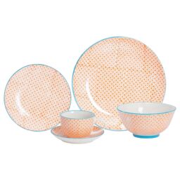 Nicola Spring 30 Piece Hand-Printed Dinner Set in Orange - thumbnail 1