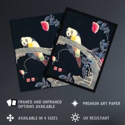 "Artery8 Parrot Rose Flower Bush Japanese Vintage Wall Art Print Jakuchu - Size: W18"" x H24""" - thumbnail 2