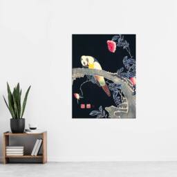 "Artery8 Parrot Rose Flower Bush Japanese Vintage Wall Art Print Jakuchu - Size: W18"" x H24""" - thumbnail 4