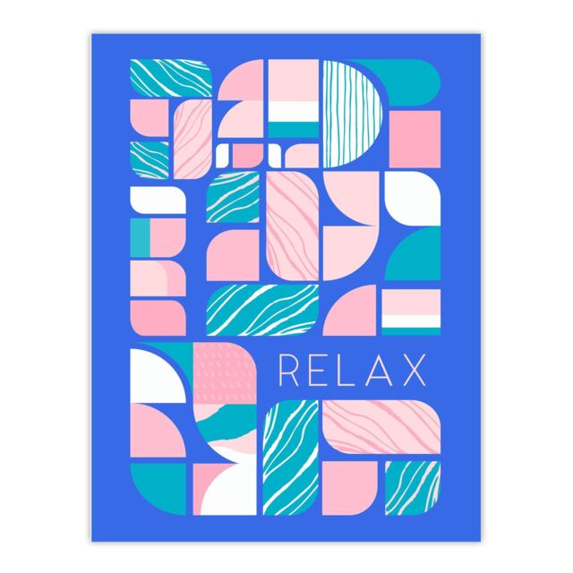"Wee Blue Coo Wall Art Print Chill Pattern Relax Quote Affirmation Calm Blue Spa Poster - Size: W24"" x H32""" - image 1