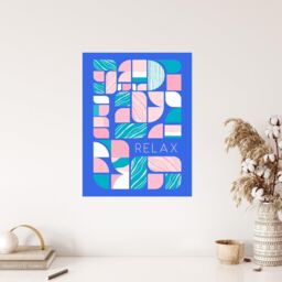 "Wee Blue Coo Wall Art Print Chill Pattern Relax Quote Affirmation Calm Blue Spa Poster - Size: W24"" x H32""" - thumbnail 4