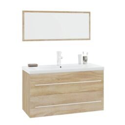Berkfield Home 3 Piece Bathroom Furniture Set Sonoma Oak in Brown - thumbnail 2