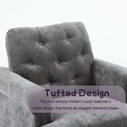 FURNITURE ONE Velvet Tufted Sofa Set, Gray Velvet Sectional Couch Suite-1+3 Set in Grey - Size: 1 Pack - thumbnail 6