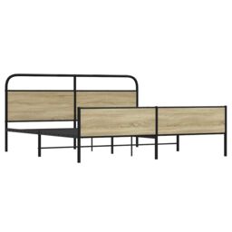 Berkfield Home Metal Bed Frame without Mattress Sonoma Oak 200x200 cm in Brown - thumbnail 3