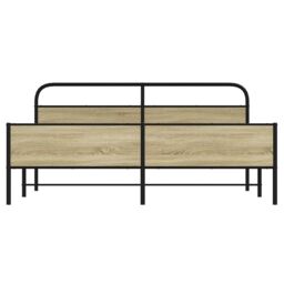 Berkfield Home Metal Bed Frame without Mattress Sonoma Oak 200x200 cm in Brown - thumbnail 5
