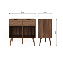 GFW Jaxon 2 Drawer Vinyl Turntable Stand in Walnut - thumbnail 6