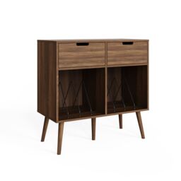 GFW Jaxon 2 Drawer Vinyl Turntable Stand in Walnut - thumbnail 2
