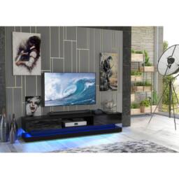 Mex Furniture LTD TV Unit Bloom 180cm - Black with Gloss Doors & LED Lights - thumbnail 5
