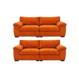 SOFASELECTION UK Amalfi 3+2 Seater Split Sofa Soft Fabric in Orange - Size: 5 Pack - thumbnail 1