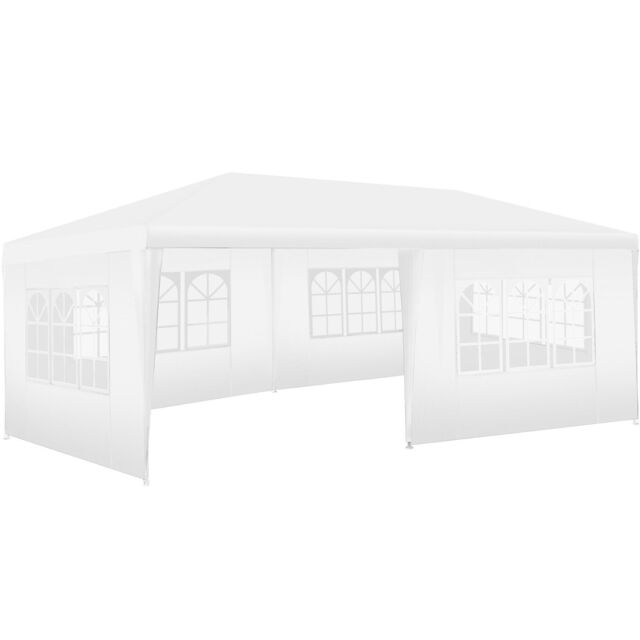 tectake Gazebo Novara with 5 side panels, water-resistant, 6x3m in White - Size: Large - image 1