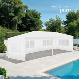 tectake Gazebo Novara with 5 side panels, water-resistant, 6x3m in White - Size: Large - thumbnail 8