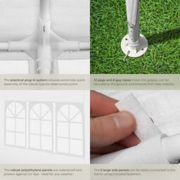tectake Gazebo Novara with 5 side panels, water-resistant, 6x3m in White - Size: Large - thumbnail 5