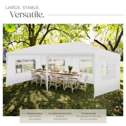 tectake Gazebo Novara with 5 side panels, water-resistant, 6x3m in White - Size: Large - thumbnail 3