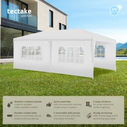 tectake Gazebo Novara with 5 side panels, water-resistant, 6x3m in White - Size: Large - thumbnail 2