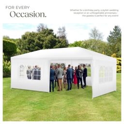 tectake Gazebo Novara with 5 side panels, water-resistant, 6x3m in White - Size: Large - thumbnail 7