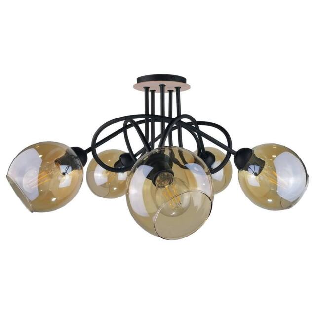 Netlighting Venus Multi Arm Semi Flush Ceiling Light Wood 70cm 5x E27 in Brown