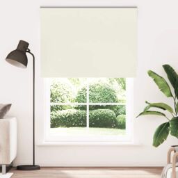 Berkfield Home Roller Blind Blackout Off-White 150x230 cm Fabric Width 146.6 cm Polyester in White - thumbnail 1