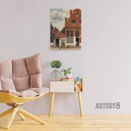 "Artery8 The Little Street Facades Vermeer Vintage Canvas Wall Art in Red - Size: W18"" x H24""" - thumbnail 3