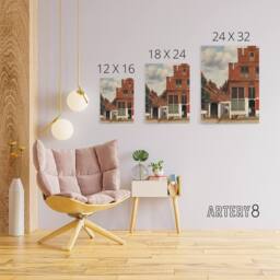 "Artery8 The Little Street Facades Vermeer Vintage Canvas Wall Art in Red - Size: W18"" x H24""" - thumbnail 4