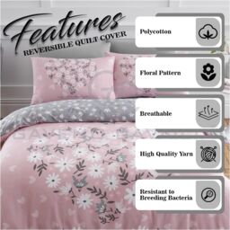 GAVENO CAVAILIA Ditsy Hearts Printed Duvet Cover in Pink - Size: Double - thumbnail 3