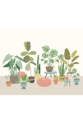 Origin Murals Houseplants Pots Wall Mural in Grey - Size: W350 cm x H280 cm - thumbnail 2
