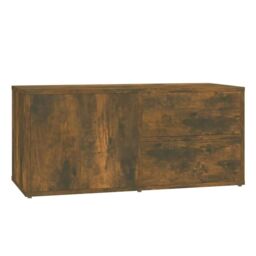 Berkfield Home TV Cabinet Smoked Oak 80x34x36 cm Engineered Wood in Brown - Size: 80 x 34 x 36 cm - thumbnail 2