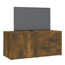 Berkfield Home TV Cabinet Smoked Oak 80x34x36 cm Engineered Wood in Brown - Size: 80 x 34 x 36 cm - thumbnail 4