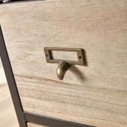 Home Source Chest 5 Drawers Tall Storage Unit Rustic Metal Legs Fully Assembled in Natural - thumbnail 4