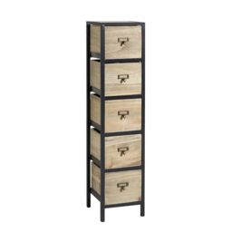Home Source Chest 5 Drawers Tall Storage Unit Rustic Metal Legs Fully Assembled in Natural - thumbnail 5