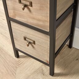Home Source Chest 5 Drawers Tall Storage Unit Rustic Metal Legs Fully Assembled in Natural - thumbnail 3