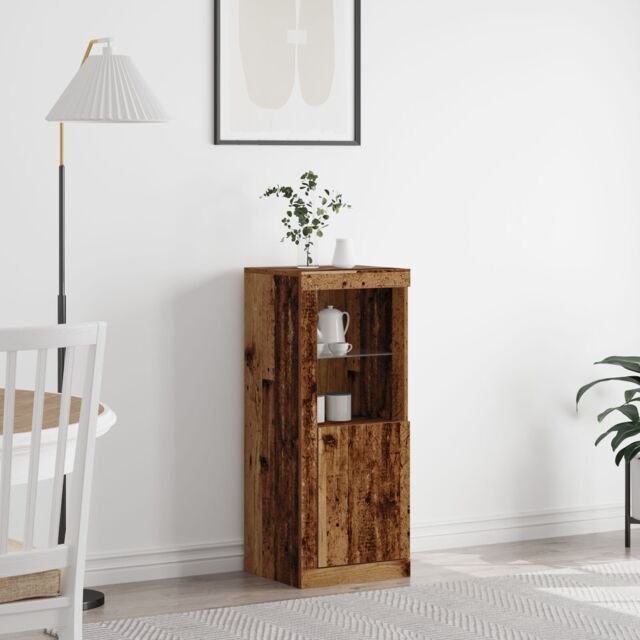 Berkfield Home Sideboard with LED Lights Old Wood 41x37x100 cm in Brown - Size: 41 x 37 x 100 cm - image 1