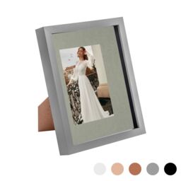 "Nicola Spring 3D Box Photo Frame - 8 x 10"" with 4 x 6"" Mount - Black Mount in Grey" - thumbnail 1