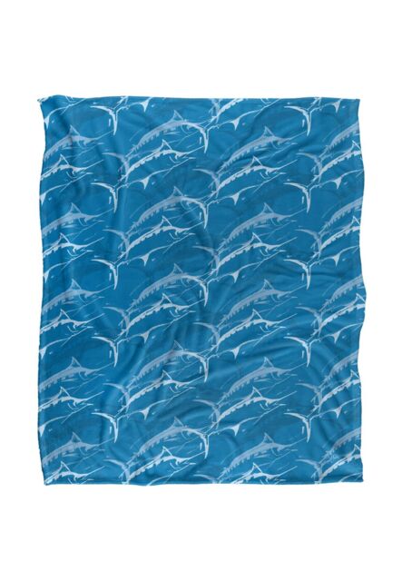 JQ Licensing Jl-Jp Marlin Mosaic Fishing Pattern Silky Touch Super Soft Throw Blanket 152 X 127 cm in White - image 1