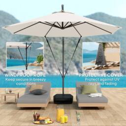 OUTSUNNY Garden Cantilever Parasol with Cover Weighted Base Wind Strap in Cream - thumbnail 6