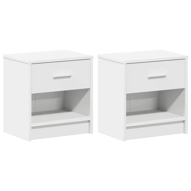 Berkfield Home Bedside Cabinets 2 pcs with Drawer White 39x28x41 cm - Size: 39 x 28 x 41 cm - image 1