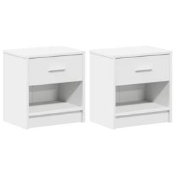 Berkfield Home Bedside Cabinets 2 pcs with Drawer White 39x28x41 cm - Size: 39 x 28 x 41 cm - thumbnail 1
