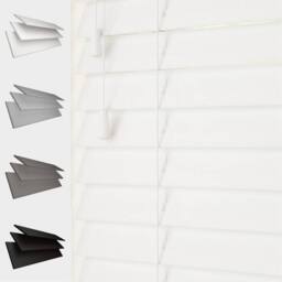 Blinds Outlet Faux Wood String Venetian Blind in White - Size: 210 cm width x 200 cm drop - thumbnail 1