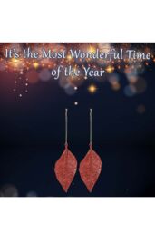 VFM e-Store Christmas Tree Decoration 2 Hanging Glitter Leaf Ornament X Red - thumbnail 3