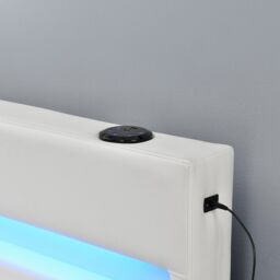 Harmin LUXURY LED, MUSIC, Bluetooth, Speakers, USB, Faux Leather Frame in White - Size: Double - thumbnail 4