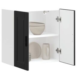 Berkfield Home Kitchen Wall Cabinet Porto Black Engineered Wood - thumbnail 4