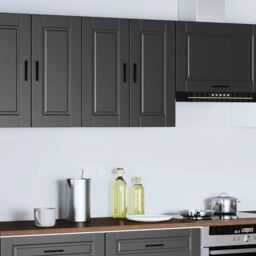 Berkfield Home Kitchen Wall Cabinet Porto Black Engineered Wood - thumbnail 2