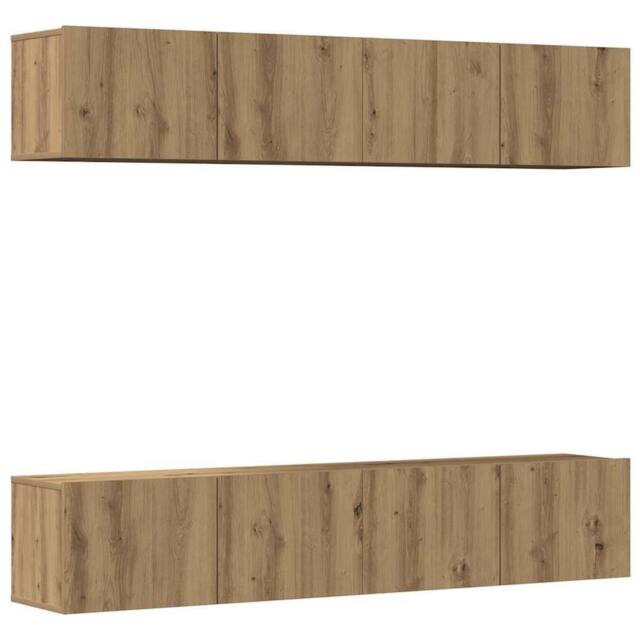 Berkfield Home Wall Mounted TV cabinets 4 pcs Artisan Oak Engineered Wood in Brown - image 1