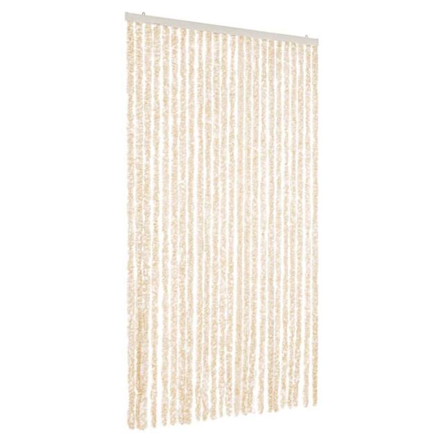 Berkfield Home Fly Curtain Beige & White 100x220 cm Chenille - image 1